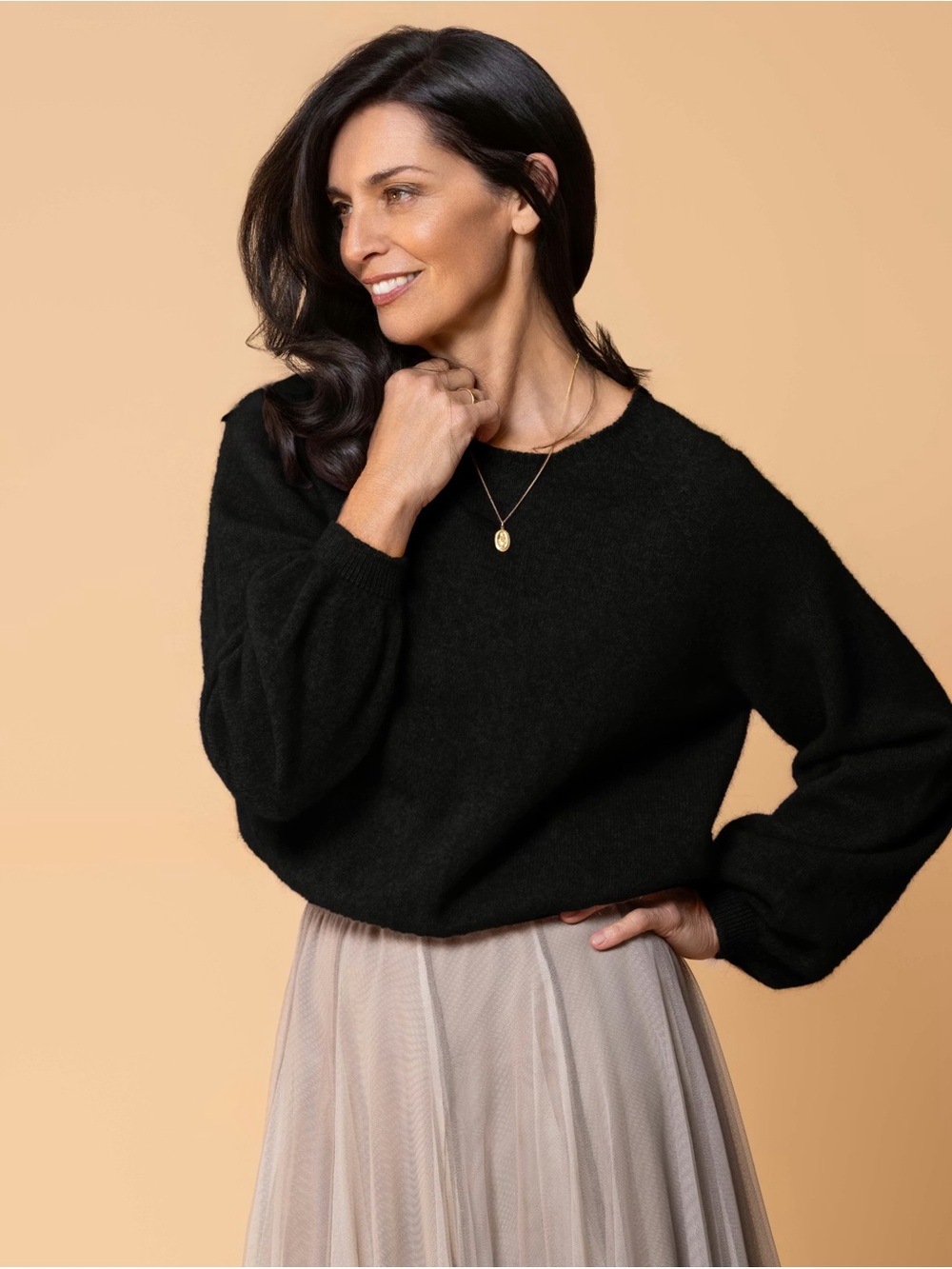 NWT Noble Wilde Possum Merino Crewneck Sweater Women’s size 10 Black